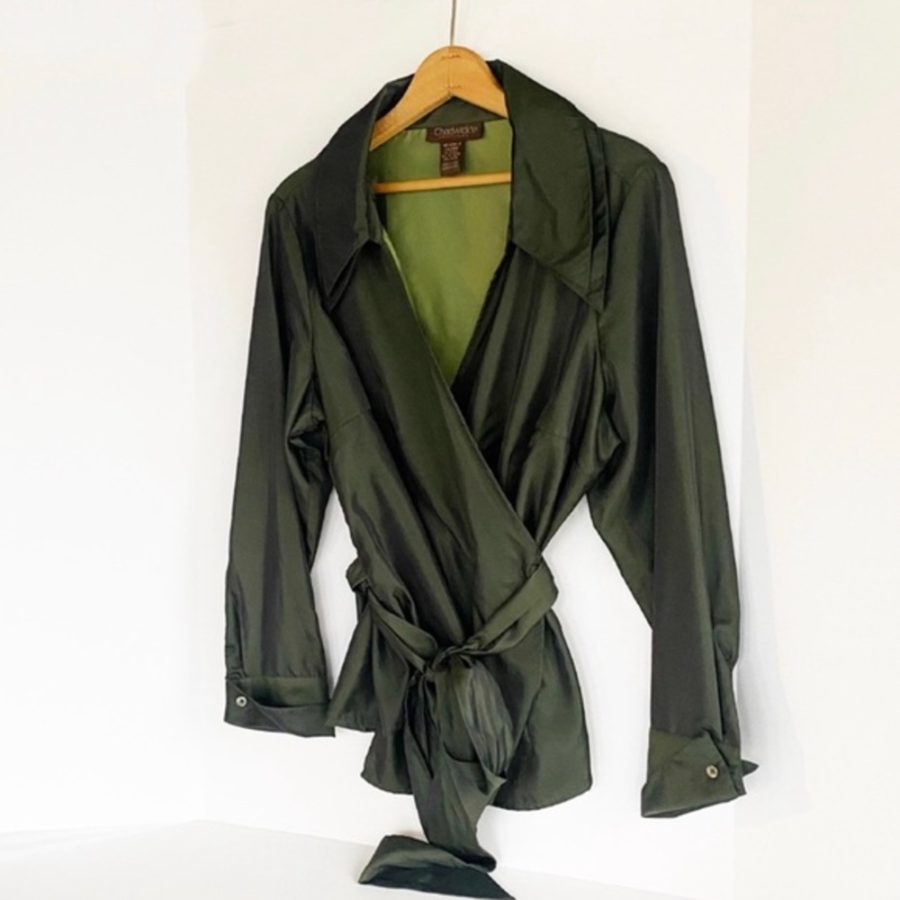 Chadwick Silky Wrap around Top Green Woman’s Size 18 Fantastic Condition
